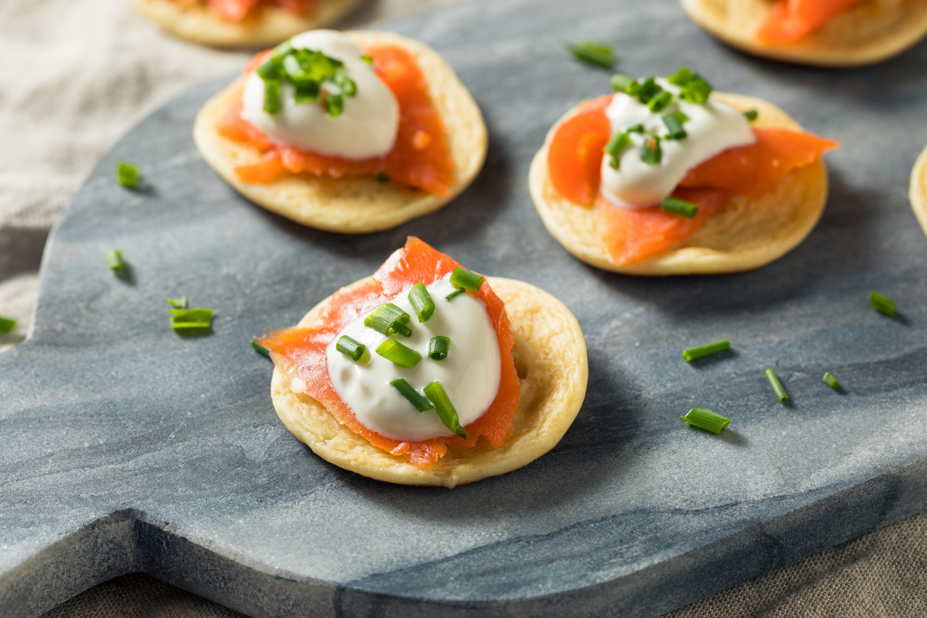 Homemade Smoked Salmon Cocktail Blinis